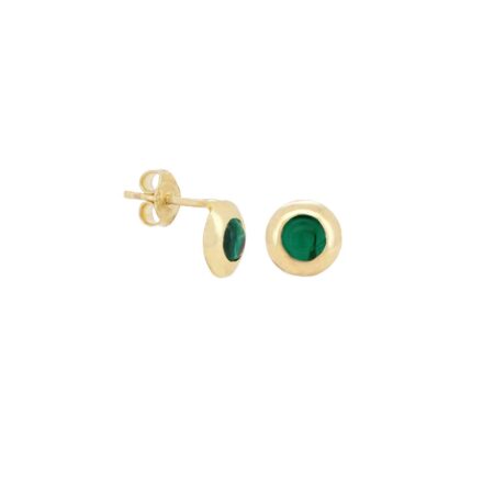 Σκουλαρίκια Με Πράσινη Πέτρα Ζιργκόν Σε Χρυσό 9Κ
