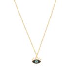 Χρυσό Μενταγιόν Μάτι Με Αλυσίδα 14Κ