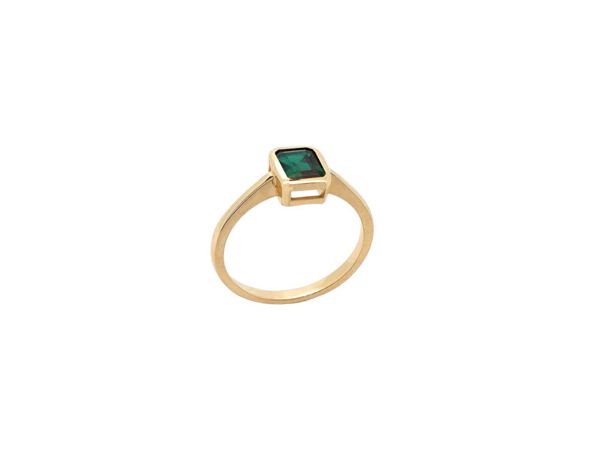 Δαχτυλίδι Με Πράσινη Πέτρα Ζιργκόν Σε Χρυσό 14Κ