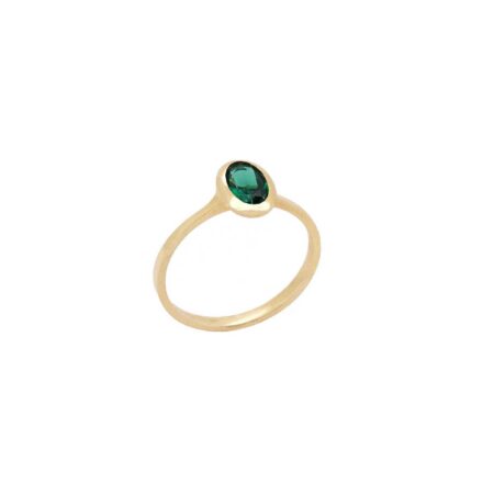 Δαχτυλίδι Μονόπετρο Με Πράσινη Πέτρα Σε Χρυσό 14Κ