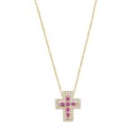 Ολόπετρος Γυναικείος Σταυρός Με Αλυσίδα Σε Χρυσό 14Κ