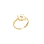 Δαχτυλίδι Με Λευκό Σμάλτο Και Ζιργκόν Σε Χρυσό 14Κ