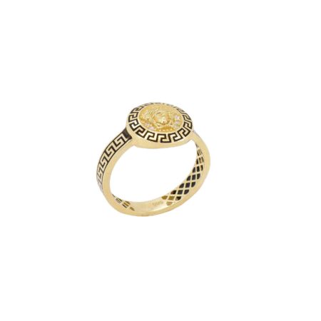 Δαχτυλίδι Με Μαύρο Σμάλτο Και Ζιργκόν Πέτρες Σε Χρυσό 14Κ