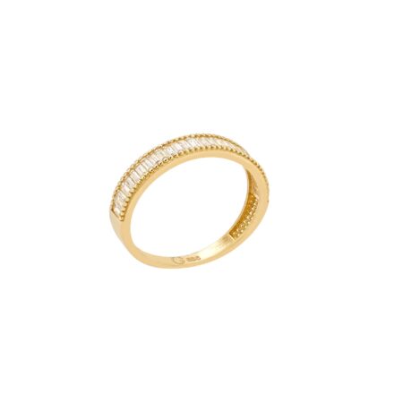 Δαχτυλίδι Μισόβερο Χρυσό 14Κ Με Λευκές Πέτρες Ζιργκόν
