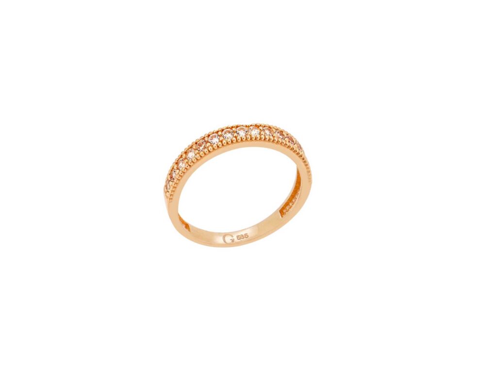 Δαχτυλίδι Μισόβερο Ροζ Χρυσό 14Κ Με Ζιργκόν Πέτρες