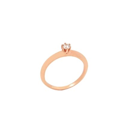 Δαχτυλίδι Μονόπετρο Ροζ Χρυσό 18Κ Με Μπριγιάν