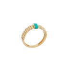 Δαχτυλίδι Με Μπίλιες Διαμανταρισμένες Και Τιρκουάζ Σμάλτο Σε Χρυσό 14Κ