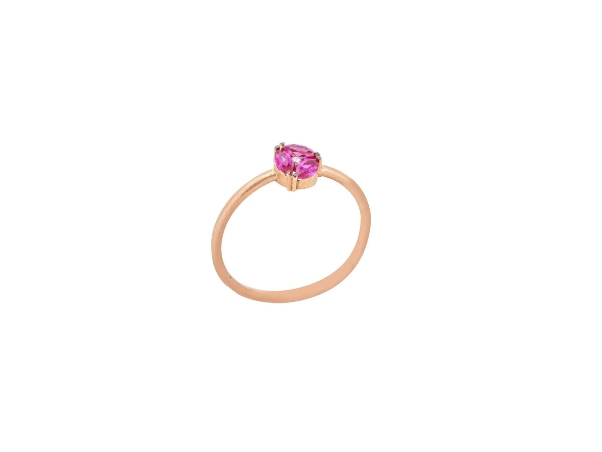 Δαχτυλίδι Με Ρουμπίνια Και Μπριγιάν Σε Ροζ Χρυσό 18Κ