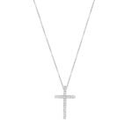 Λευκόχρυσος Σταυρός Με Διαμάντια Και Αλυσίδα 18Κ