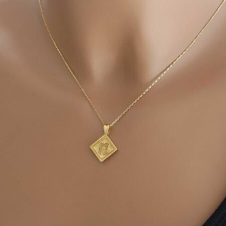 Διπλής Όψεις Κωνσταντινάτο Χρυσό Με Λευκές Ζιργκόν Πέτρες Δύο Όψεων 14 Καράτια