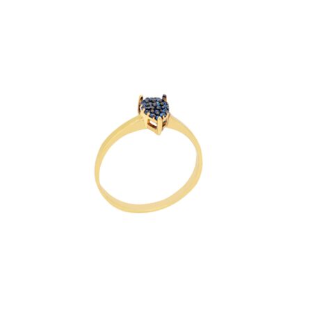 Χρυσό Δαχτυλίδι Δάκρυ 9Κ Με Μπλε Πέτρες Ζιργκόν