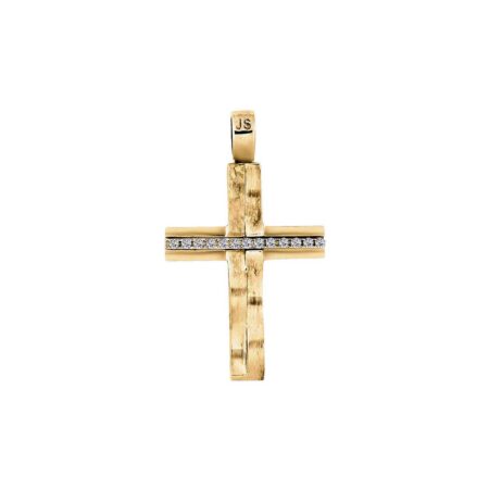 Χρυσός Γυναικείος Σταυρός 14Κ Με Ζιργκόν Πέτρες