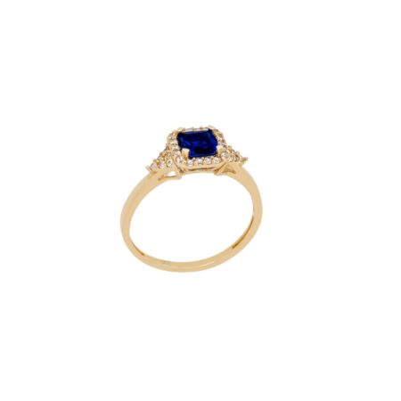 Δαχτυλίδι Χρυσό Με Μπλε Πέτρα Ζιργκόν Σε Ροζέτα 14Κ