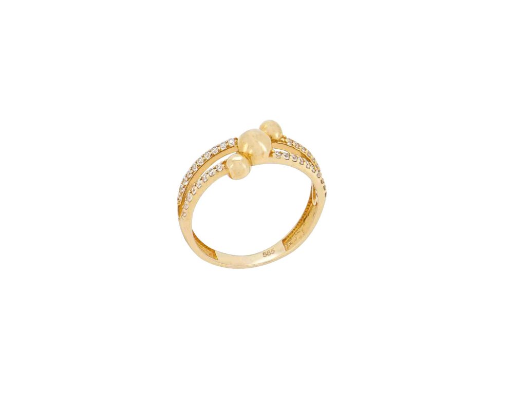 Δαχτυλίδι Χρυσό Διπλό 14Κ Με Ζιργκόν Πέτρες