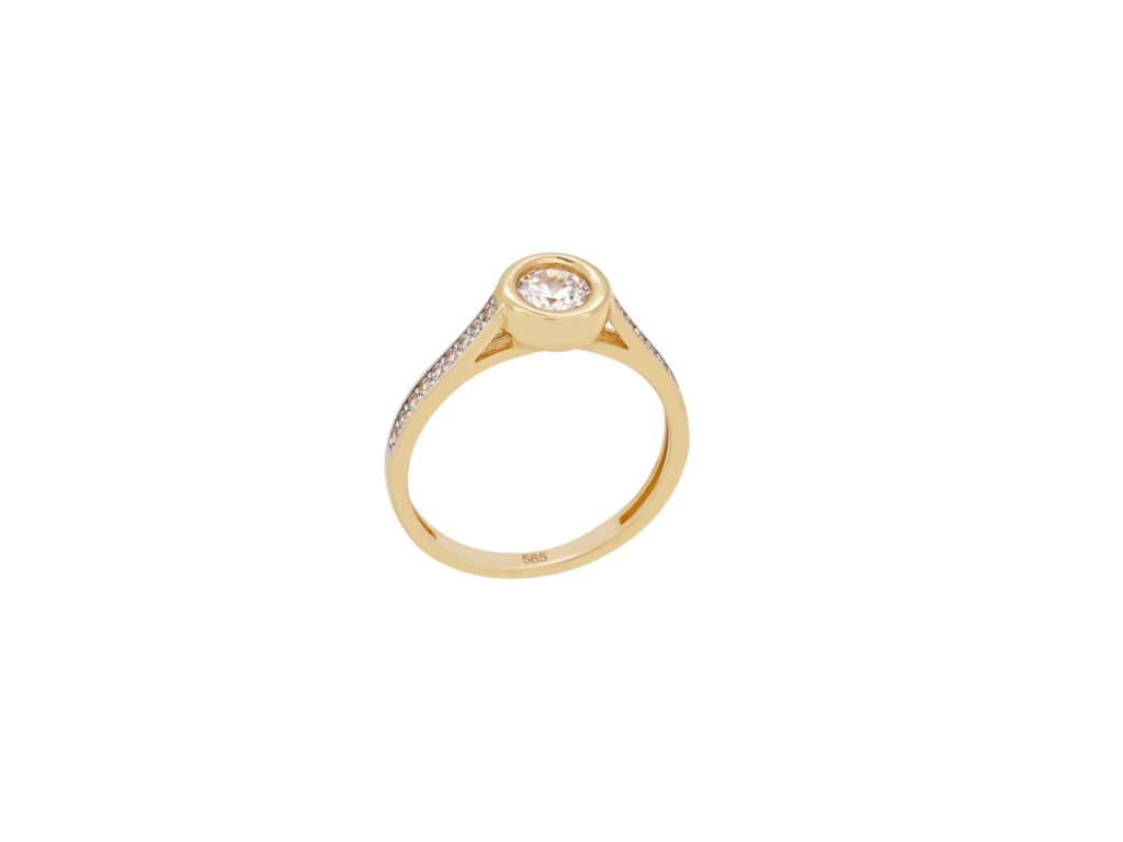 Δαχτυλίδι Δίχρωμο Χρυσό 14Κ Με Ζιργκόν Πέτρες