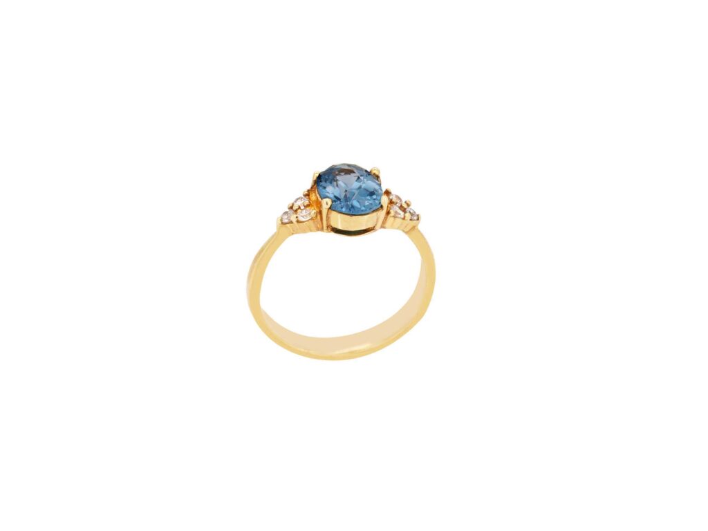 Δαχτυλίδι Με Γαλάζια Πέτρα Ζιργκόν Σε Χρυσό 14Κ