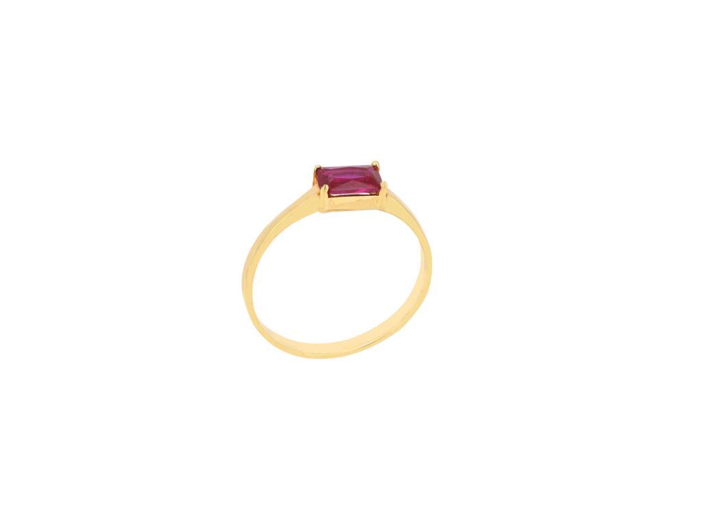 Δαχτυλίδι Με Κόκκινη Πέτρα Ζιργκόν Σε Χρυσό 9Κ