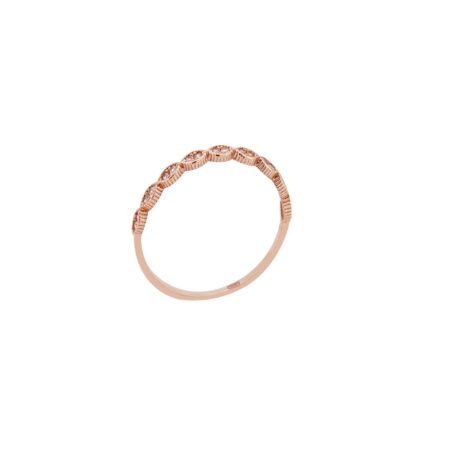 Δαχτυλίδι Μισόβερο Ροζ Χρυσό 14Κ Με Ζιργκόν Πέτρες