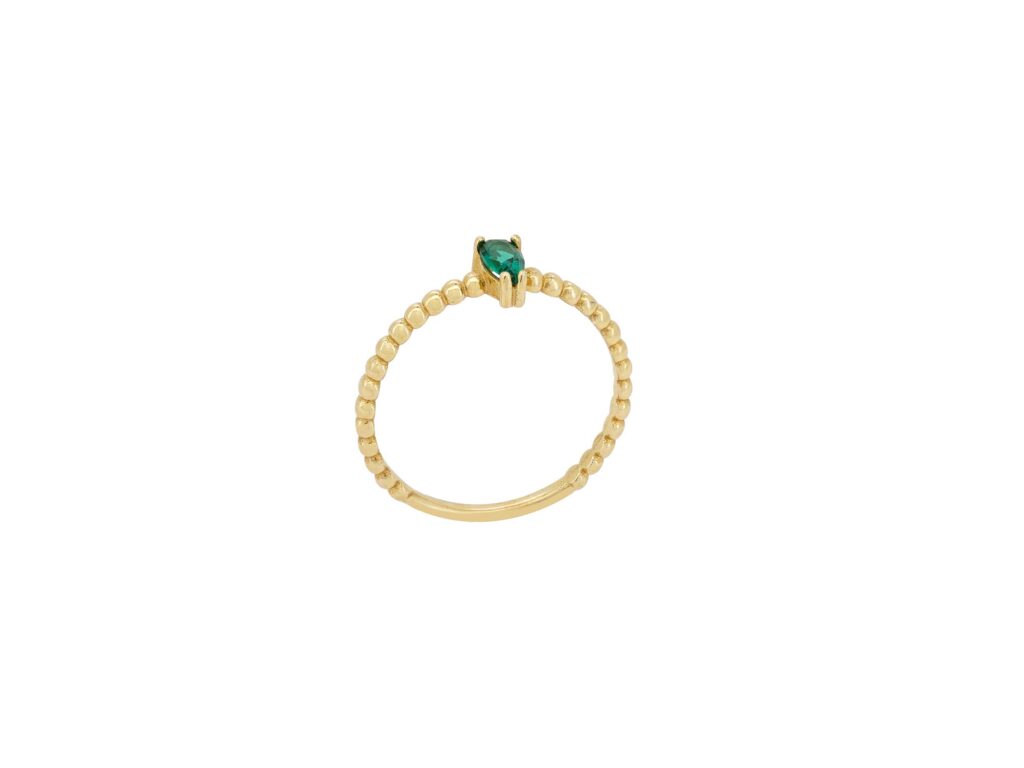 Δαχτυλίδι Με Πέτρα Πράσινη Ζιργκόν Σε Χρυσό 14Κ