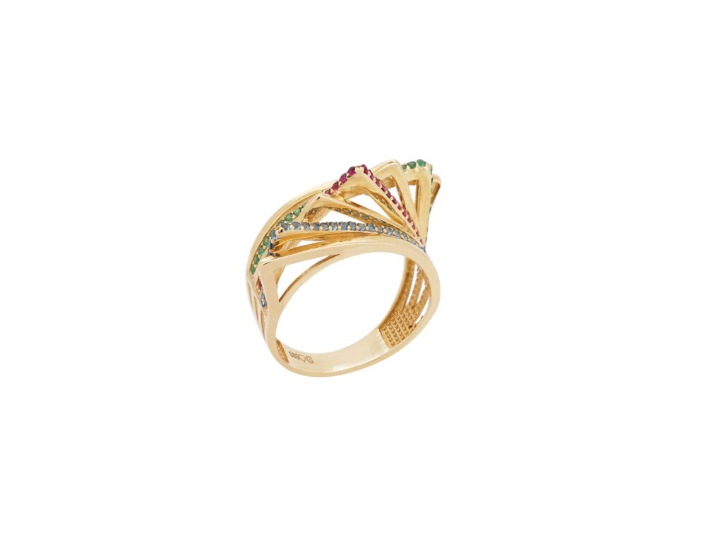 Δαχτυλίδι Με Πολύχρωμες Πέτρες Ζιργκόν Σε Χρυσό 14Κ