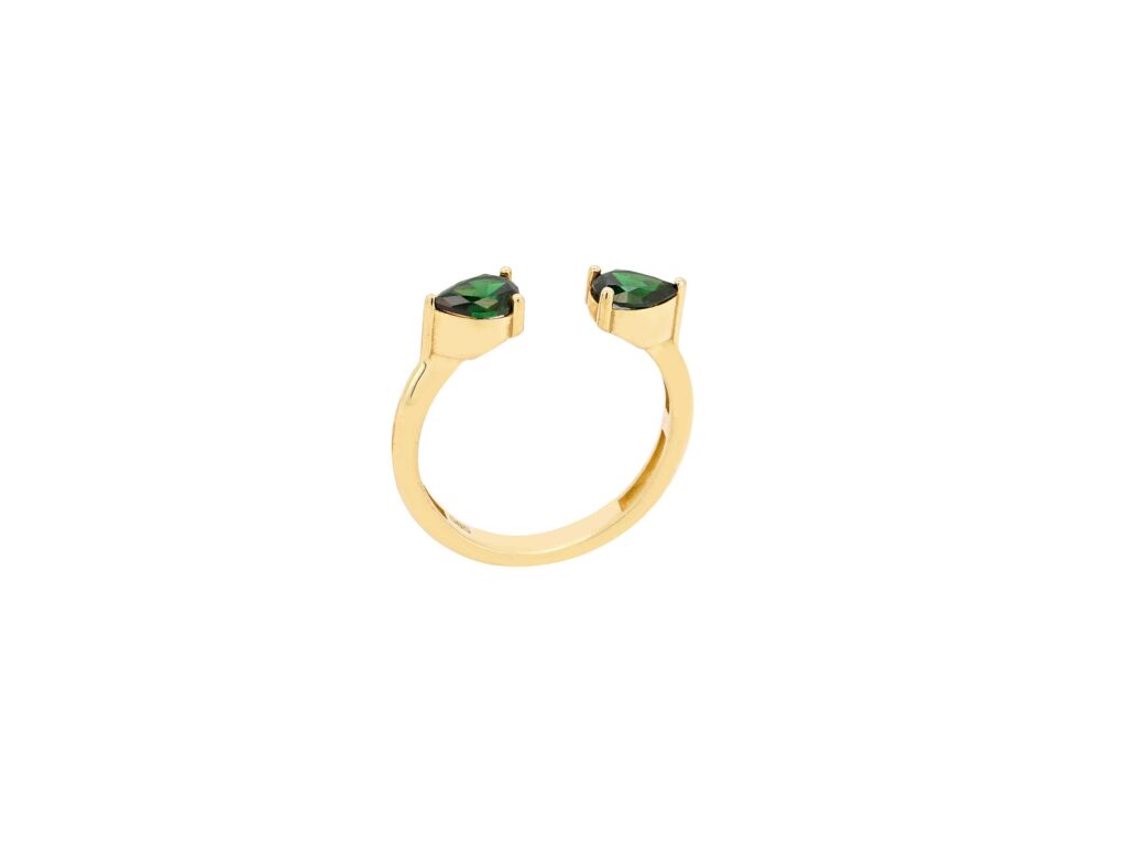 Δαχτυλίδι Με Πράσινες Πέτρες Ζιργκόν Σε Χρυσό 14Κ