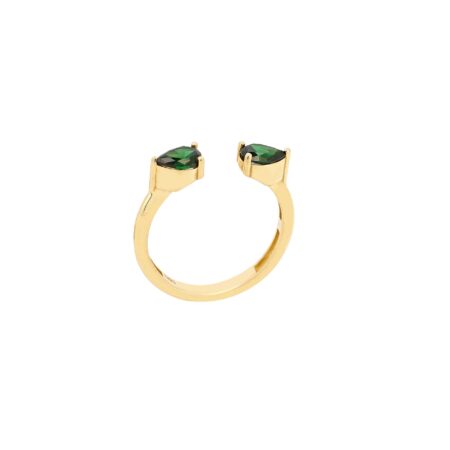 Δαχτυλίδι Με Πράσινες Πέτρες Ζιργκόν Σε Χρυσό 14Κ