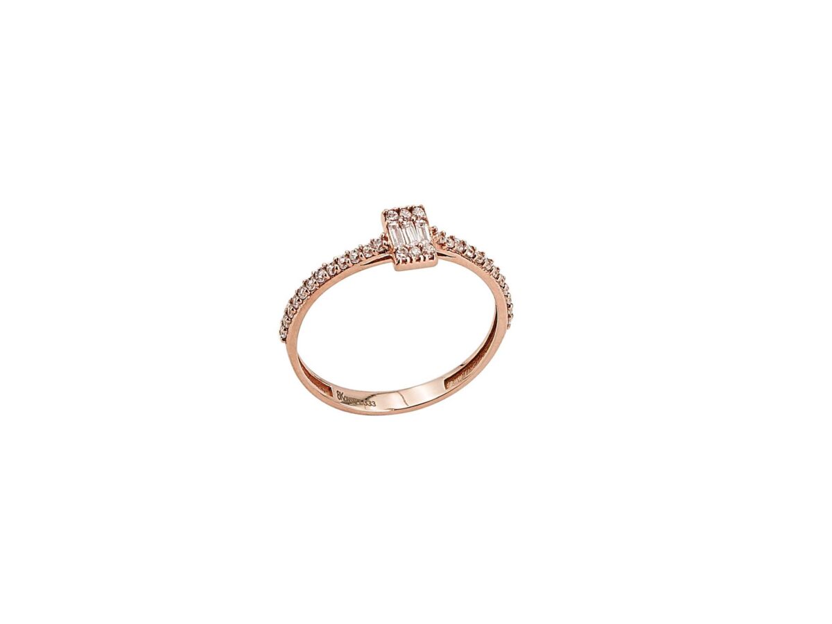 Δαχτυλίδι Ροζ Χρυσό 8Κ Με Ζιργκόν Πέτρες