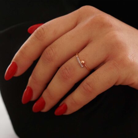 Γυναικείο Δαχτυλίδι Ροζ Χρυσό 14 Καράτια Με Λευκόχρυσα Στοιχεία