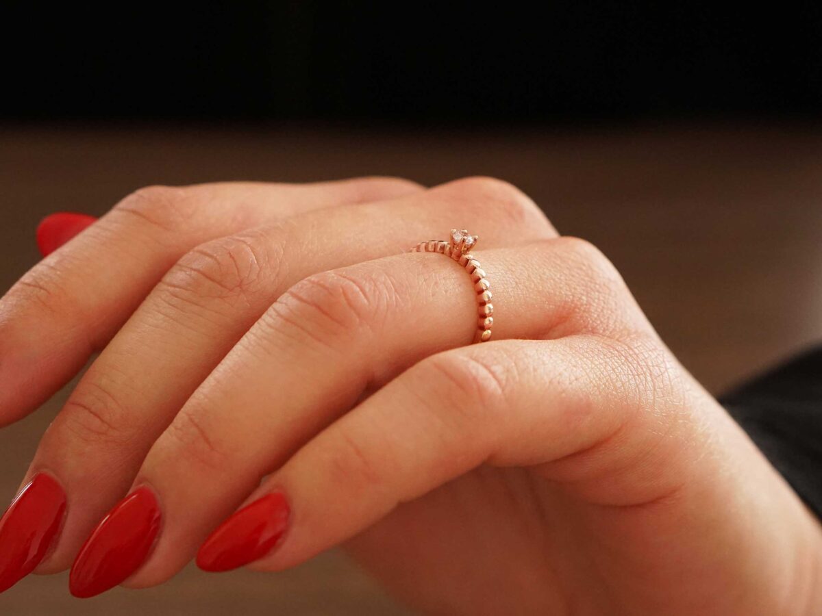 Γυναικείο Δαχτυλίδι Ροζ Χρυσό 14 Καράτια Με Ζιργκόν Πέτρα