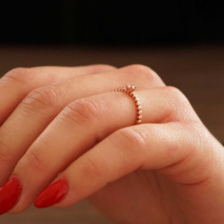 Γυναικείο Δαχτυλίδι Ροζ Χρυσό 14 Καράτια Με Ζιργκόν Πέτρα