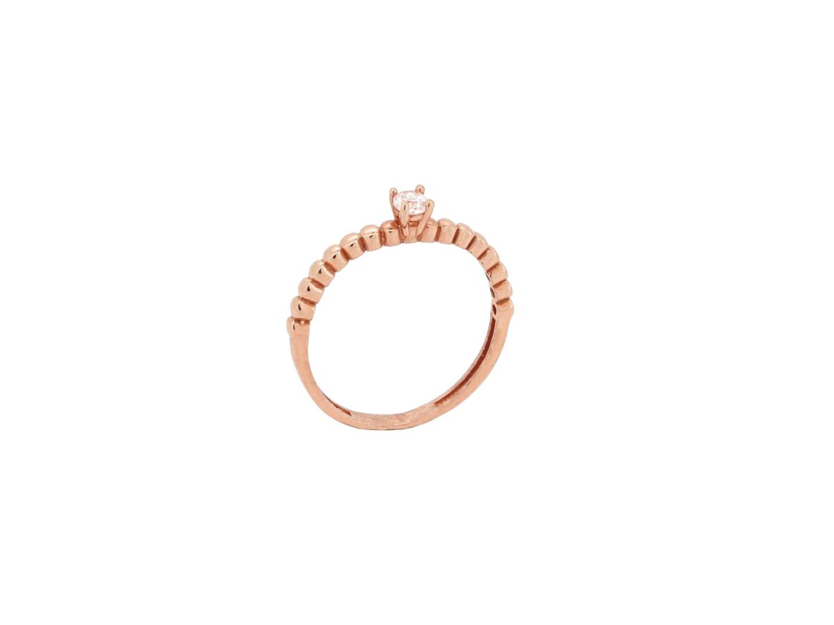 Γυναικείο Δαχτυλίδι Ροζ Χρυσό 14Κ Με Ζιργκόν Πέτρα