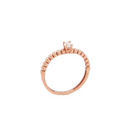 Γυναικείο Δαχτυλίδι Ροζ Χρυσό 14Κ Με Ζιργκόν Πέτρα
