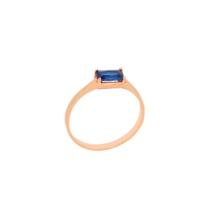 Γυναικείο Ροζ Χρυσό Δαχτυλίδι 9Κ Με Μπλε Πέτρα Ζιργκόν