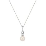 Μενταγιόν Μαργαριτάρι Λευκόχρυσο 14Κ Με Αλυσίδα