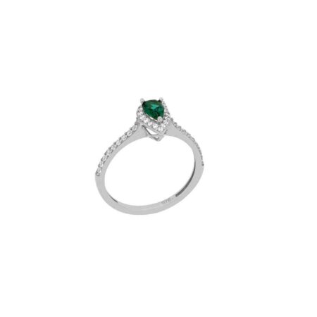Ροζέτα Δαχτυλίδι Με Πράσινη Πέτρα Ζιργκόν Σε Λευκόχρυσο 9Κ