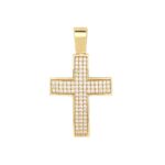 Σταυρός Γυναικείος Χρυσός 14Κ Με Ζιργκόν Πέτρες