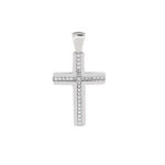 Σταυρός Γυναικείος Λευκόχρυσος 14Κ Με Ζιργκόν Πέτρες