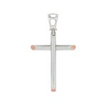 Σταυρός Λευκόχρυσος 14Κ Με Ροζ Χρυσές Λεπτομέρειες