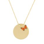 Χρυσό Μενταγιόν Στρογγυλό Με Πεταλούδα 14Κ