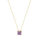 Γυναικείο Μενταγιόν Χρυσό 14Κ Με Μωβ Πέτρα Ζιργκόν