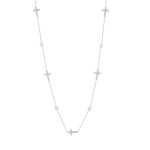 Κολιέ Με Σταυρουδάκια Και Μαργαριτάρια Σε Λευκόχρυσο 9Κ