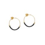 Κρίκοι Σκουλαρίκια Με Μαύρες Πέτρες Ζιργκόν Σε Χρυσό 14Κ