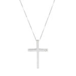 Λευκόχρυσος Σταυρός Με Αλυσίδα 14Κ Και Ζιργκόν Πέτρα