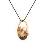 Μενταγιόν Χρυσό 18Κ Με Πολύχρωμες Τουρμαλίνες