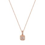 Μενταγιόν Ροζ Χρυσό Με Αλυσίδα 14Κ Και Ζιργκόν Πέτρες