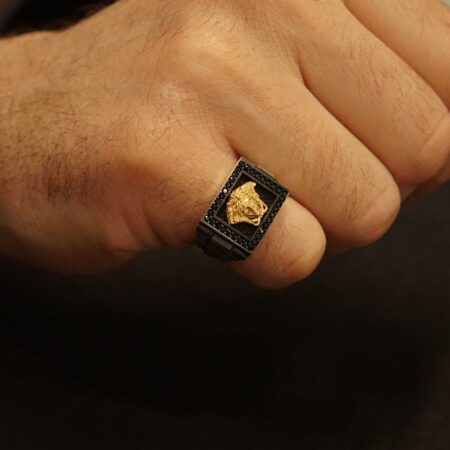 Ανδρικό Δαχτυλίδι Ασημένιο 925 Με Μαύρες Ζιργκόν Πέτρες