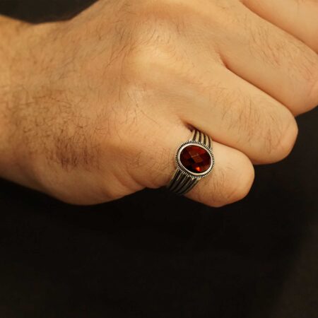 925 Ασημένιο Δαχτυλίδι Με Ζιργκόν Πέτρα Κόκκινη