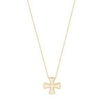 Χρυσός Σταυρός Με Λευκό Σμάλτο Και Αλυσίδα 14Κ