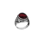 Δαχτυλίδι Ανδρικό Με Πέτρα Κόκκινη Ζιργκόν Σε Ασήμι 925