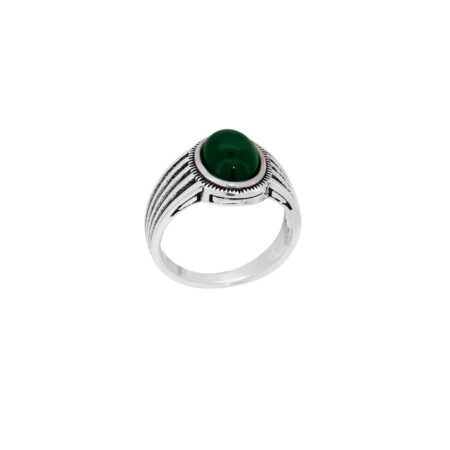 Δαχτυλίδι Με Πέτρα Πράσινη Σε Ασήμι 925